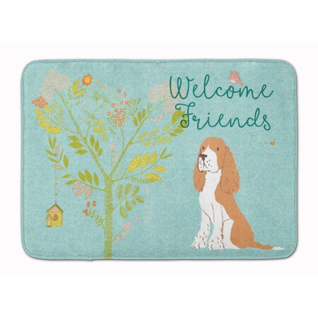 Carolines Treasures Welcome Friends Gold Springer Spaniel Machine Washable Memory Foam Mat BB7620RUG